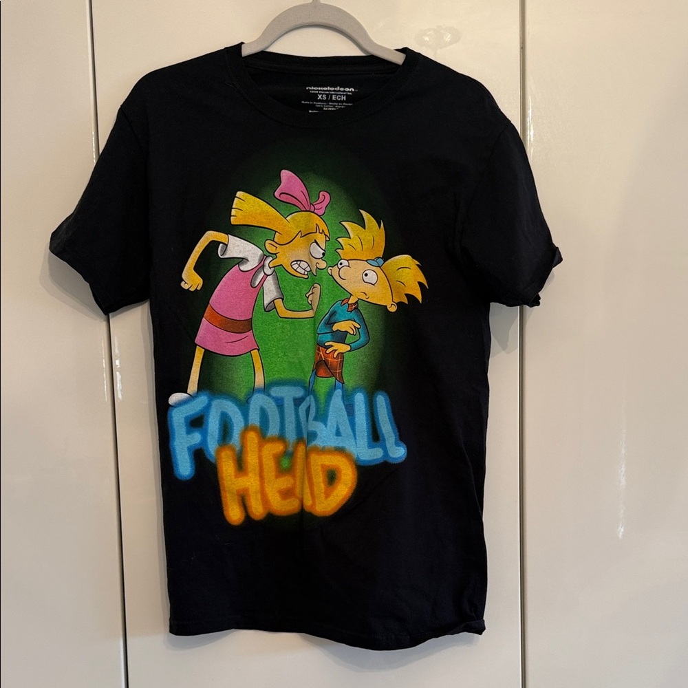 Nickelodeon Hey Arnold! Black Tee with Colorful Character Graphic